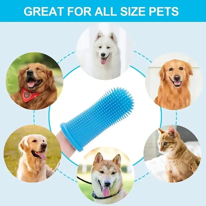 Pet Finger Toothbrush Kit Non-Toxic Silicone Dental Cleaning Tool for Dogs Cats Puppies Tartar Removal Bad Breath Care Cleaning